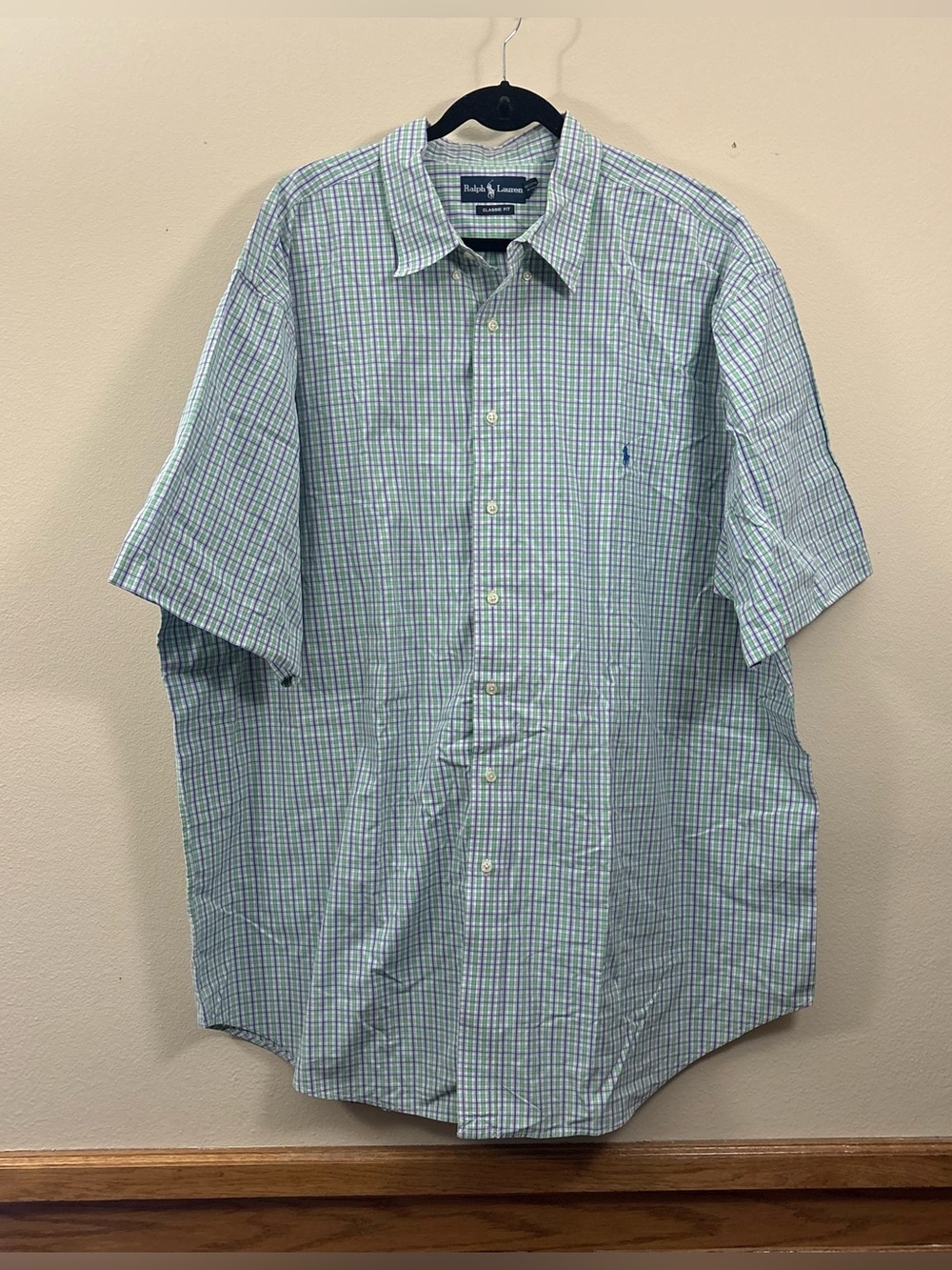 Ralph Lauren button-down shirt purple green plaid men’s 3XLT preppy Americana